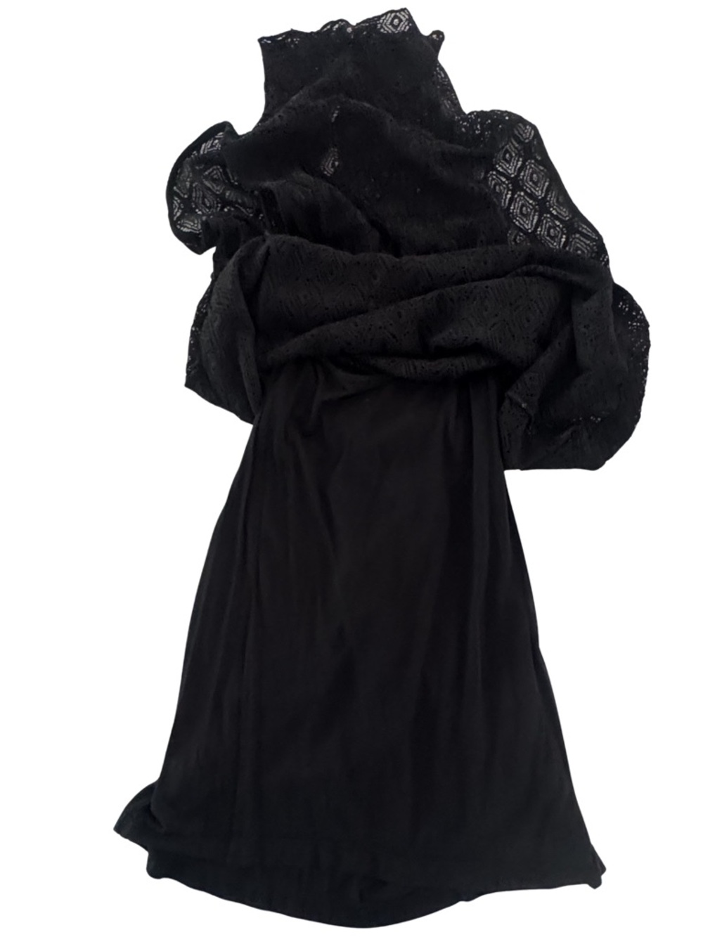 Lauren Ralph Lauren Black Lace Mock Neck Top L Dark Romantic Whimsigoth - Picture 3 of 7